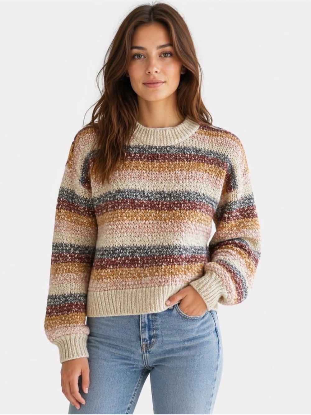 NWOT Madewell Baez Pullover Sweater in Marled Fog Size XL